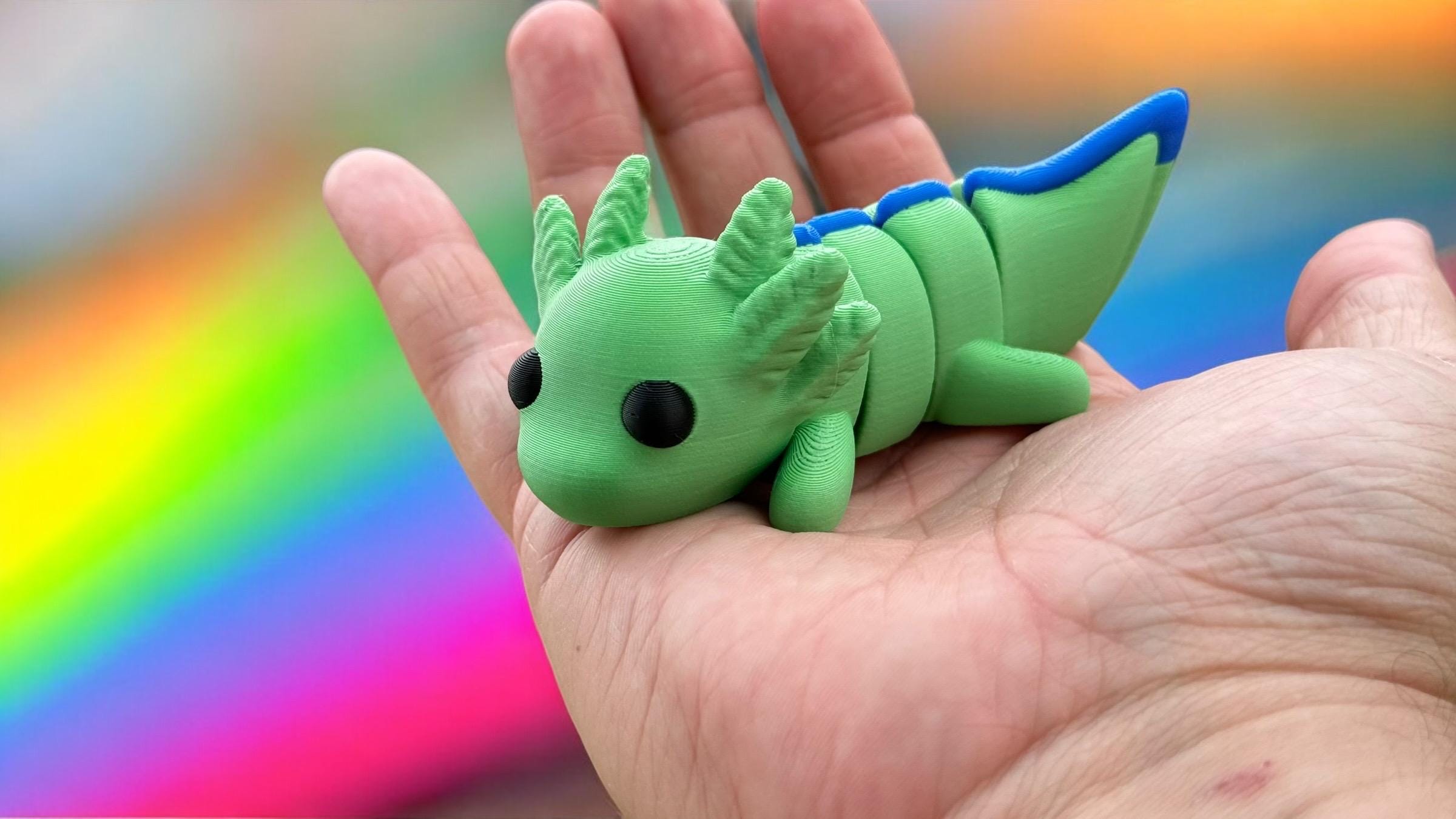 3D Printed Baby Axolotl Fidget Toy: Articulated Collectible