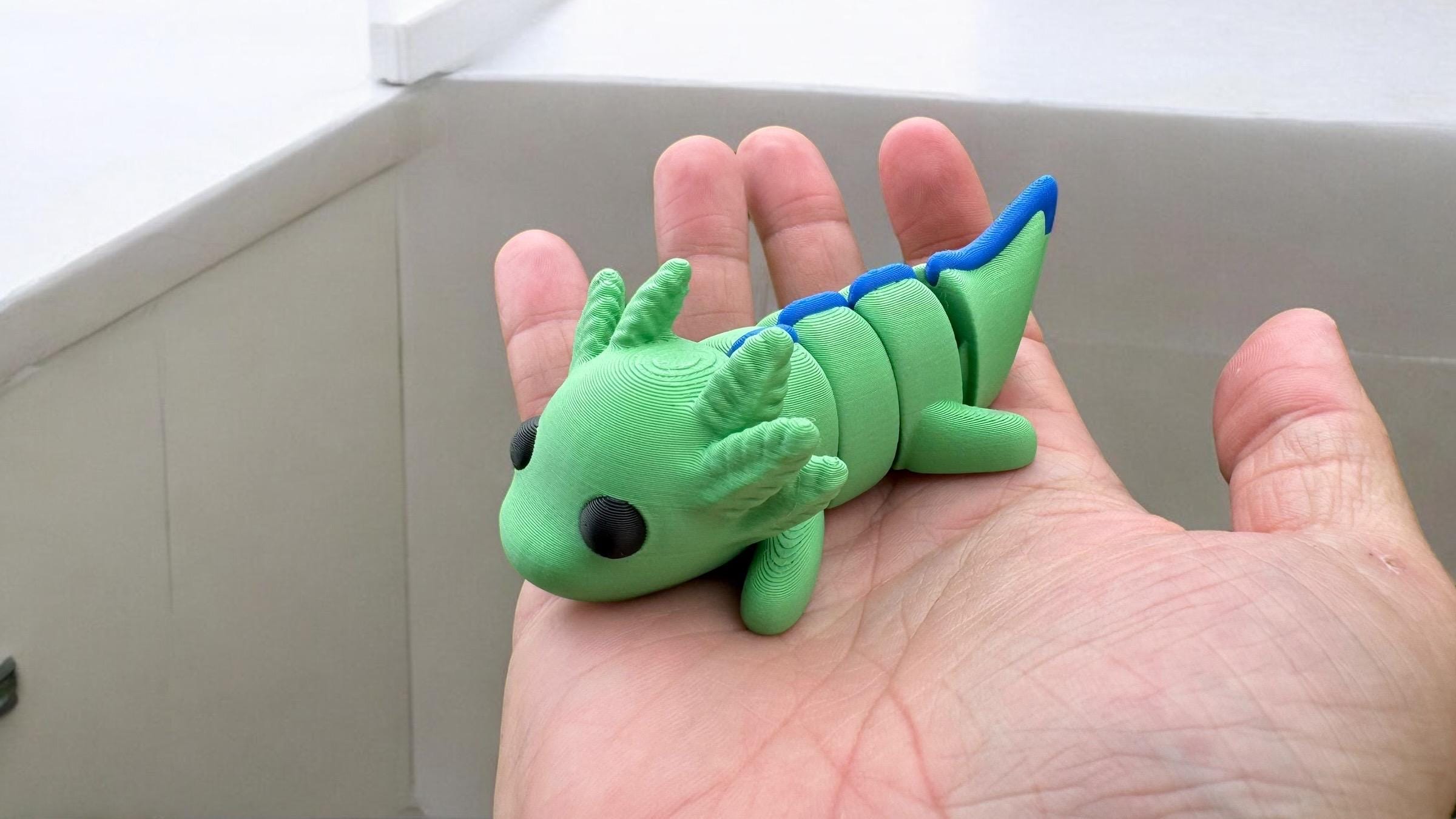 3D Printed Baby Axolotl Fidget Toy: Articulated Collectible